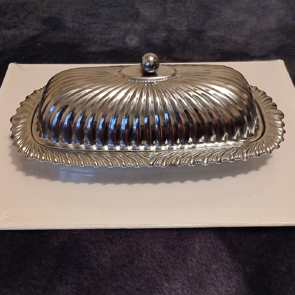 Vintage Silver-Plated Covered Butter Dish